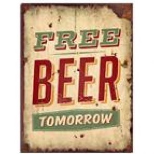 Træ skilt 30x40cm Free Beer Tomorrow - Se flere Træ skilte